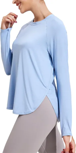 PINSPARK Long Sleeve Workout Tops for Women UPF 50  Sun Shirts UV Protection Hiking Athletic Tops Quick Dry Yoga Shirts