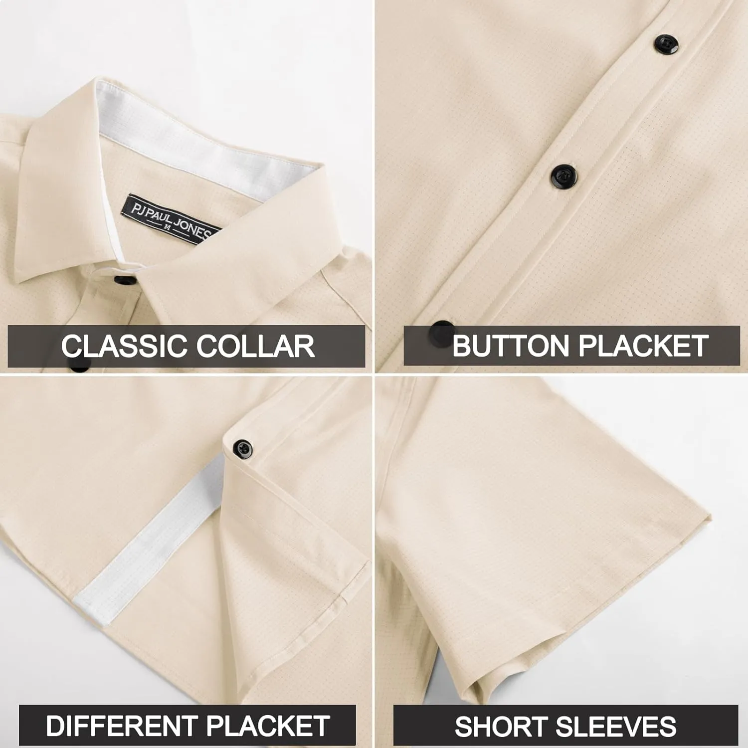 PJ PAUL JONES Mens Short Sleeve Button Down Shirts Casual Stylish Wrinkle-Free Untuckit Dress Shirt