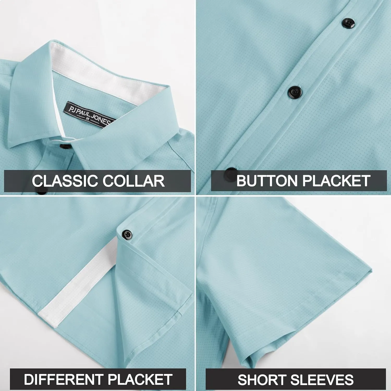 PJ PAUL JONES Mens Short Sleeve Button Down Shirts Casual Stylish Wrinkle-Free Untuckit Dress Shirt