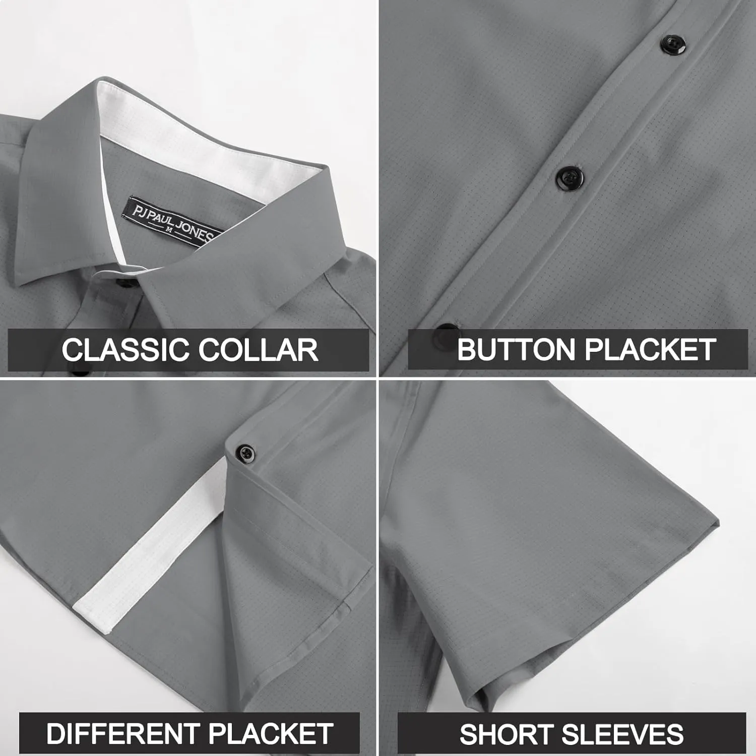 PJ PAUL JONES Mens Short Sleeve Button Down Shirts Casual Stylish Wrinkle-Free Untuckit Dress Shirt