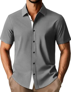 PJ PAUL JONES Mens Short Sleeve Button Down Shirts Casual Stylish Wrinkle-Free Untuckit Dress Shirt
