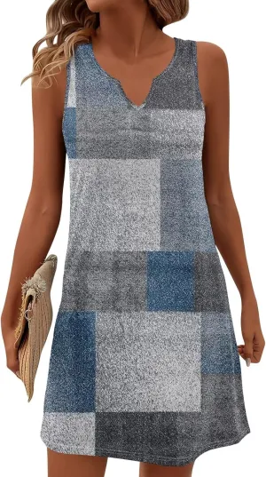 Pop Summer Baseball Sundress Womens Plus Size Sleeveless Print Dresses Women's V Neck Comfortable Loose Dress