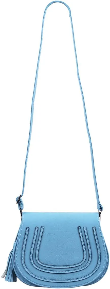 Premium Textured PU Leather Flap Saddle Crossbody Shoulder Bag