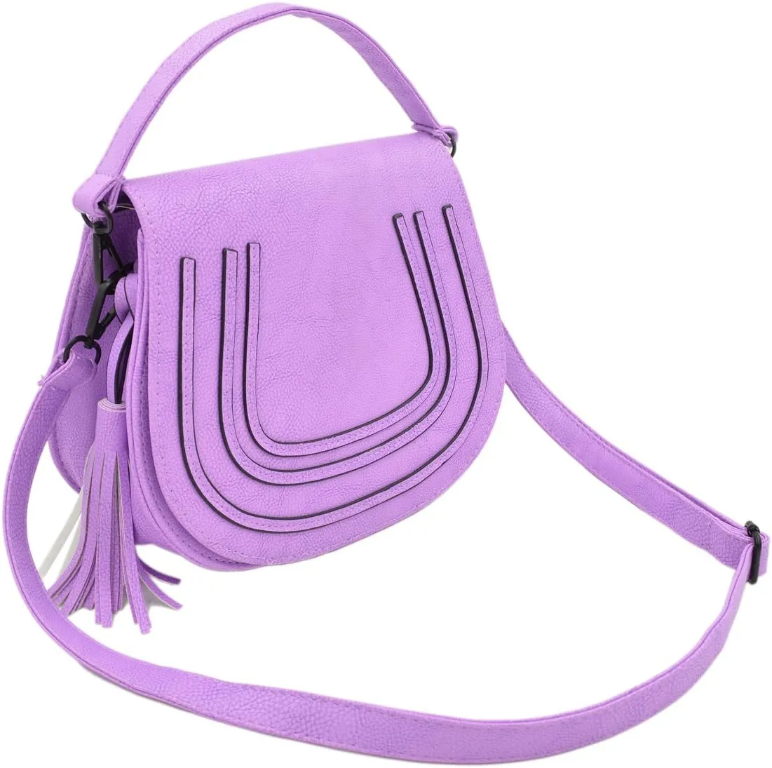 Premium Textured PU Leather Flap Saddle Crossbody Shoulder Bag