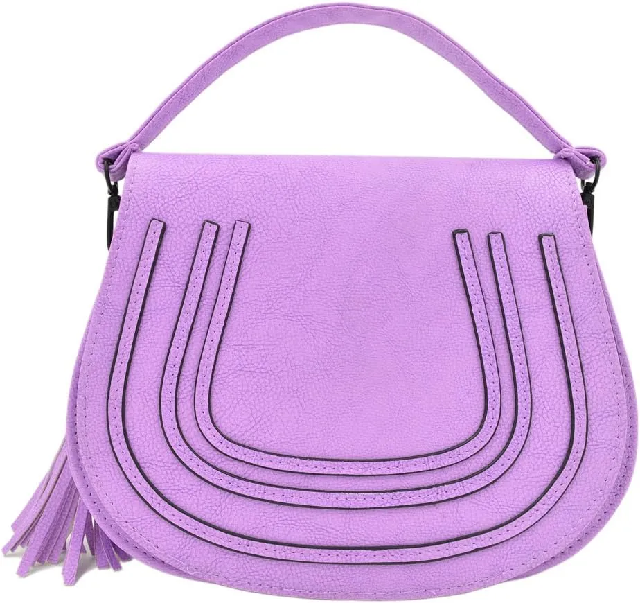 Premium Textured PU Leather Flap Saddle Crossbody Shoulder Bag