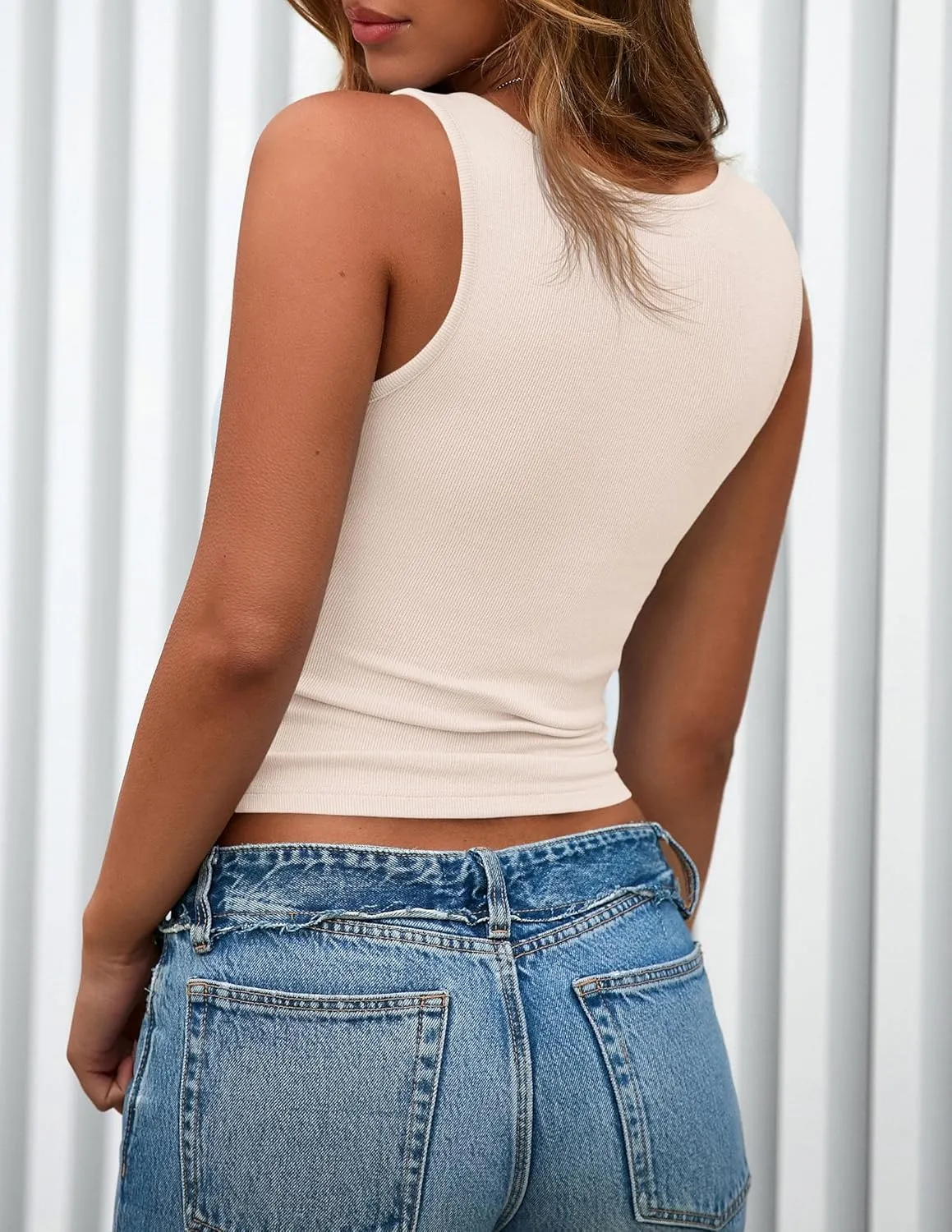 PRETTYGARDEN Womens 2025 Summer Tank Tops Ribbed Knit Slim Fit Sleeveless Henley Shirts Casual Basic Button Up Blouse