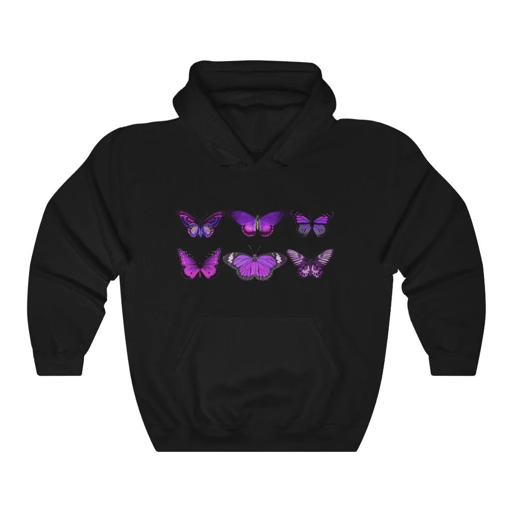 Pullover Hoodies-Vintage Purple Butterfly Hoodie 102