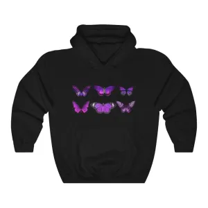 Pullover Hoodies-Vintage Purple Butterfly Hoodie 102