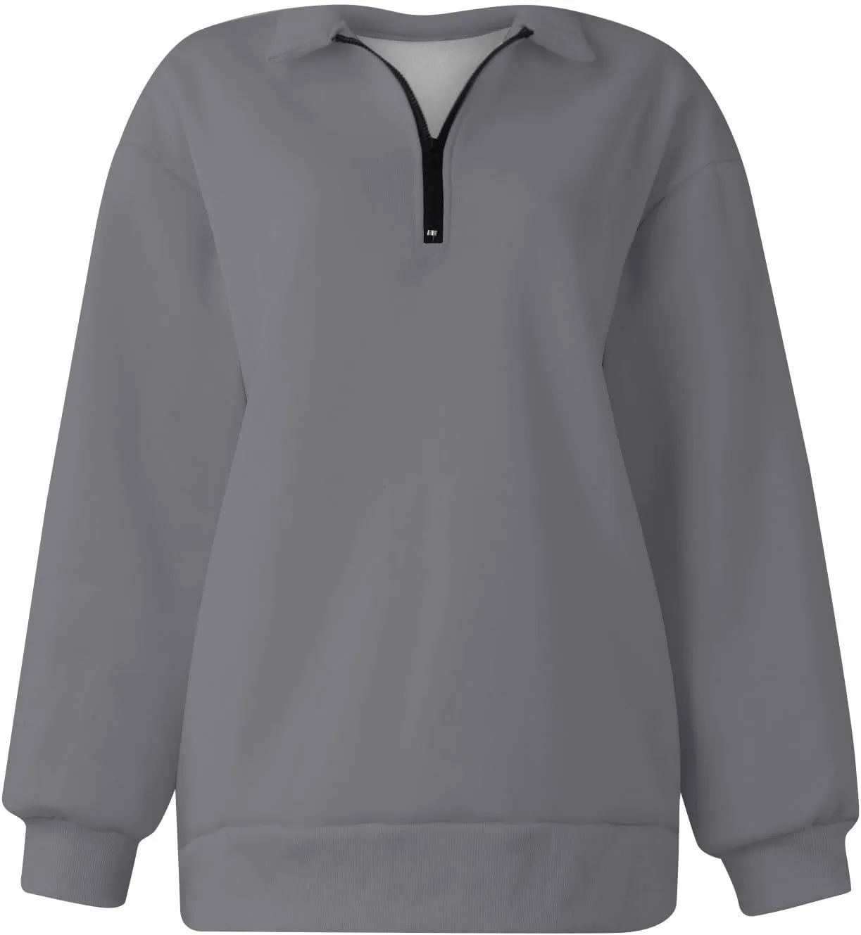 Quarter Zip Pullover for Women Fall Long Sleeve Sweaters Drop Shoulder Y2k Half Zip Blouses Casual Sweatshirt