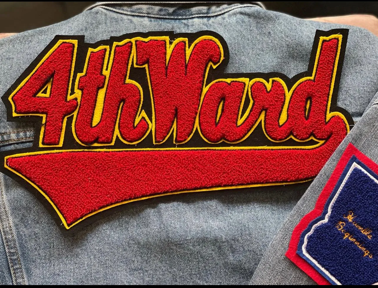 "4th Ward" Red & Yellow Trim Denim Jacket