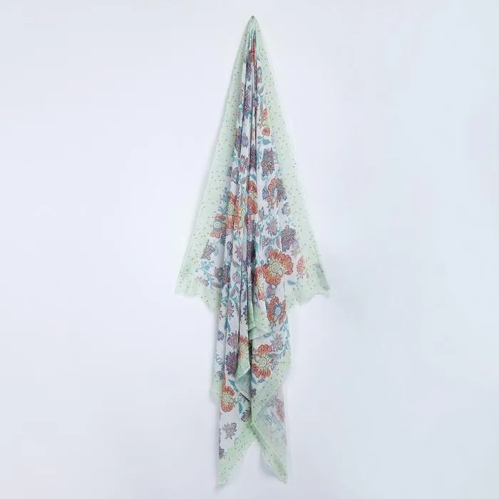 "Soft Floral White" Scarf