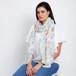 "Soft Floral White" Scarf