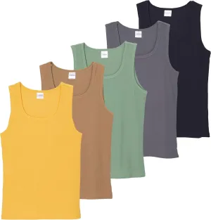Real Essentials 5 Pack: Women's Ribbed Sleeveless Tank Top - Yoga Casual Tops