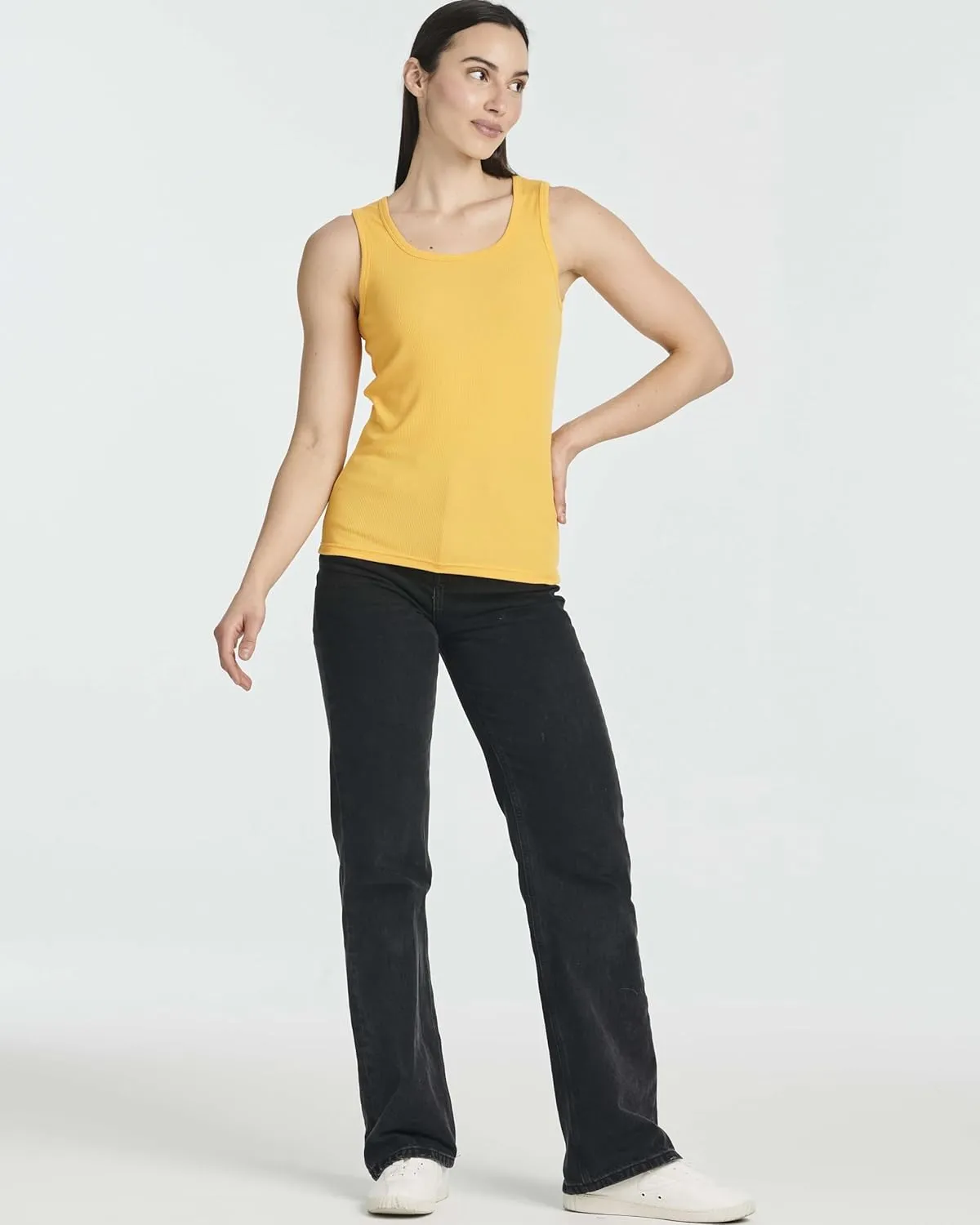 Real Essentials 5 Pack: Women's Ribbed Sleeveless Tank Top - Yoga Casual Tops