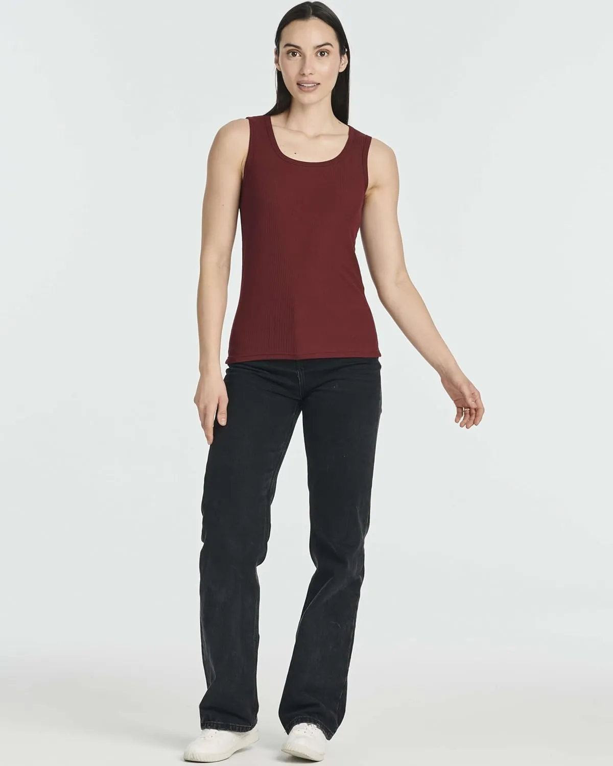 Real Essentials 5 Pack: Women's Ribbed Sleeveless Tank Top - Yoga Casual Tops