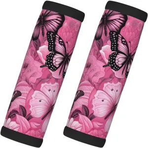 Red Butterfly Seamless Tile Print Suitcase Grip Set Refrigerator Handle Car Interior Travel Accessories Comfortable