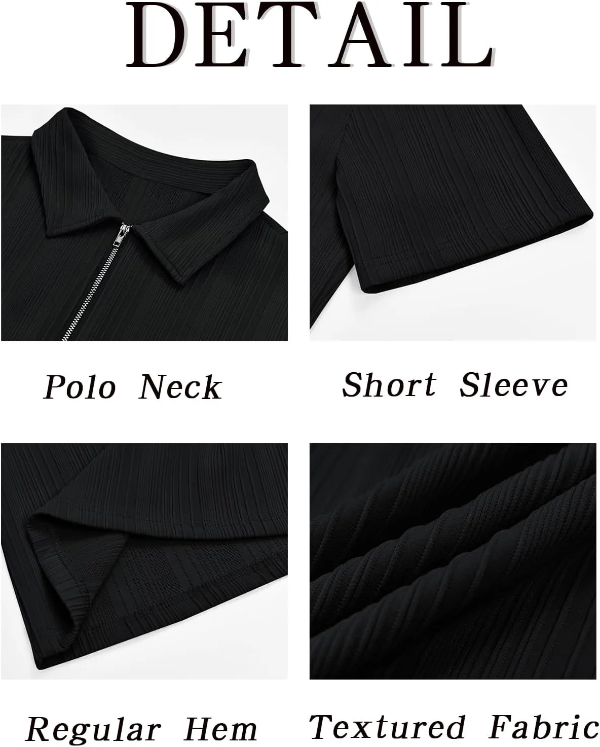 Runcati Mens Quarter Zip Polo Shirts Knit Textured Casual Short Sleeve Shirt Lightweight Golf Tops