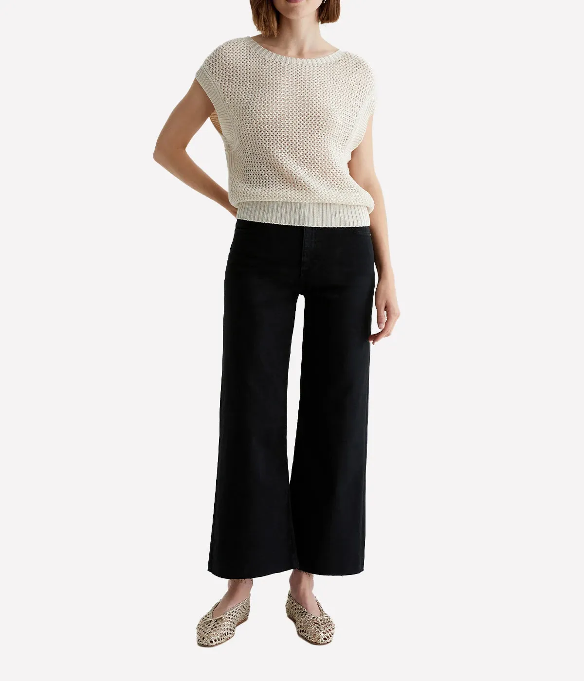 Saige Wide Leg Crop Jean in Sulfur Black