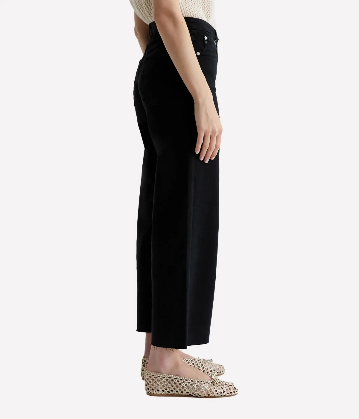 Saige Wide Leg Crop Jean in Sulfur Black