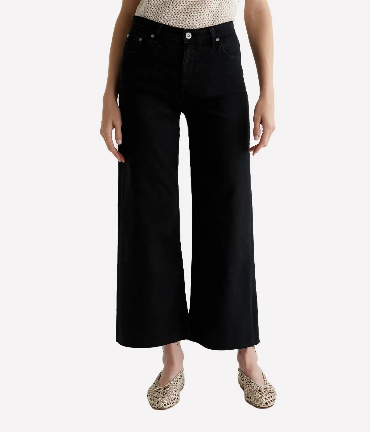 Saige Wide Leg Crop Jean in Sulfur Black