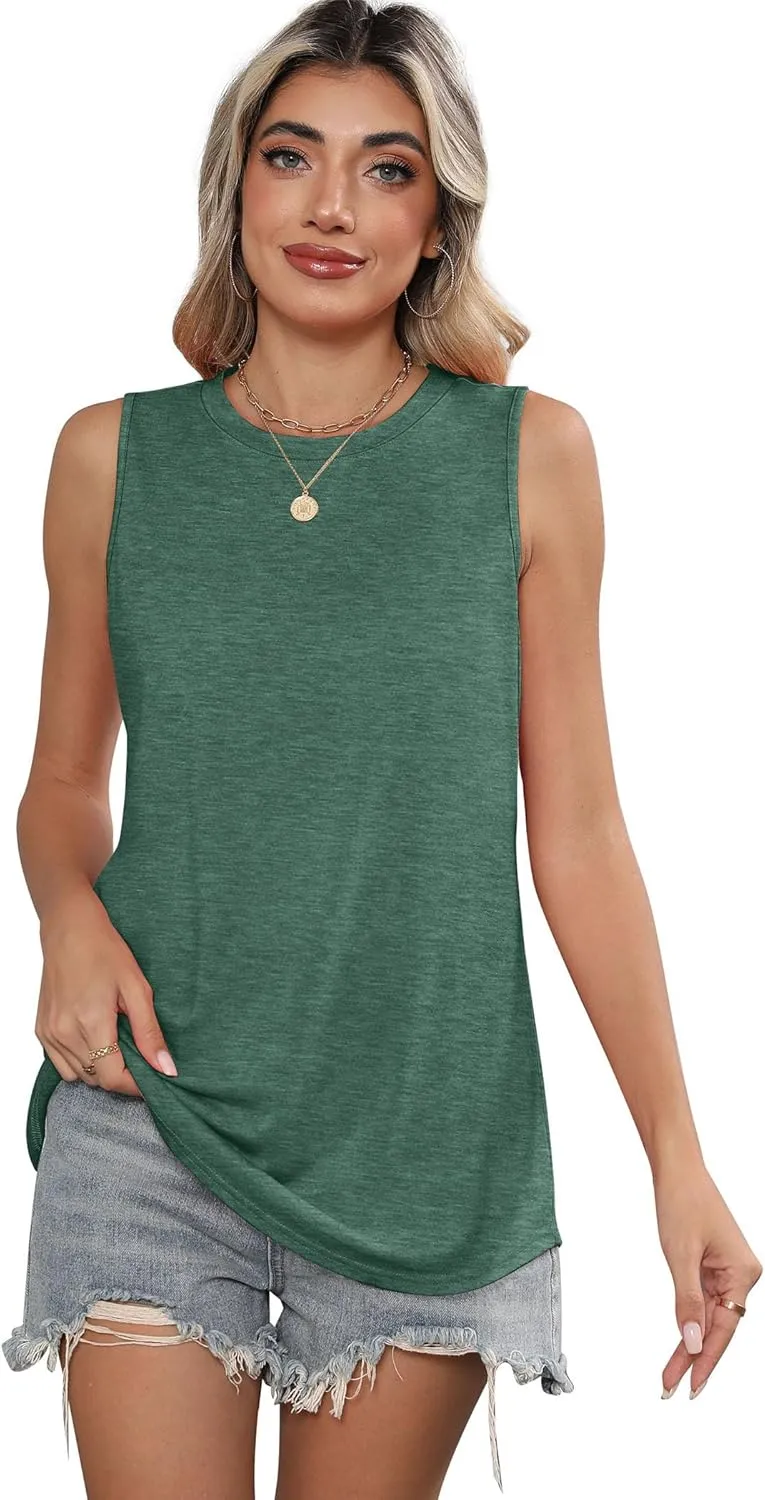 SAMPEEL Womens Tank Tops Loose Casual Summer Tops Crew Neck Basic Sleeveless Shirts Trendy 2025
