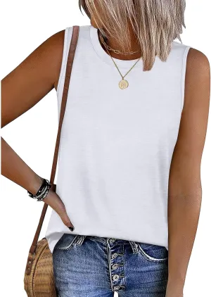 SAMPEEL Womens Tank Tops Loose Casual Summer Tops Crew Neck Basic Sleeveless Shirts Trendy 2025