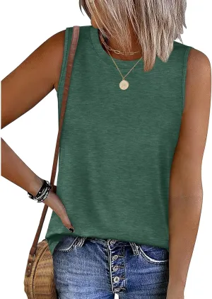 SAMPEEL Womens Tank Tops Loose Casual Summer Tops Crew Neck Basic Sleeveless Shirts Trendy 2025
