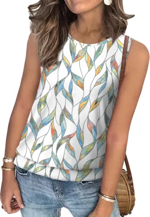 SAMPEEL Womens Tank Tops Loose Fit Casual Round Neck Sleeveless Summer Tops Trendy Vacation Clothes 2025