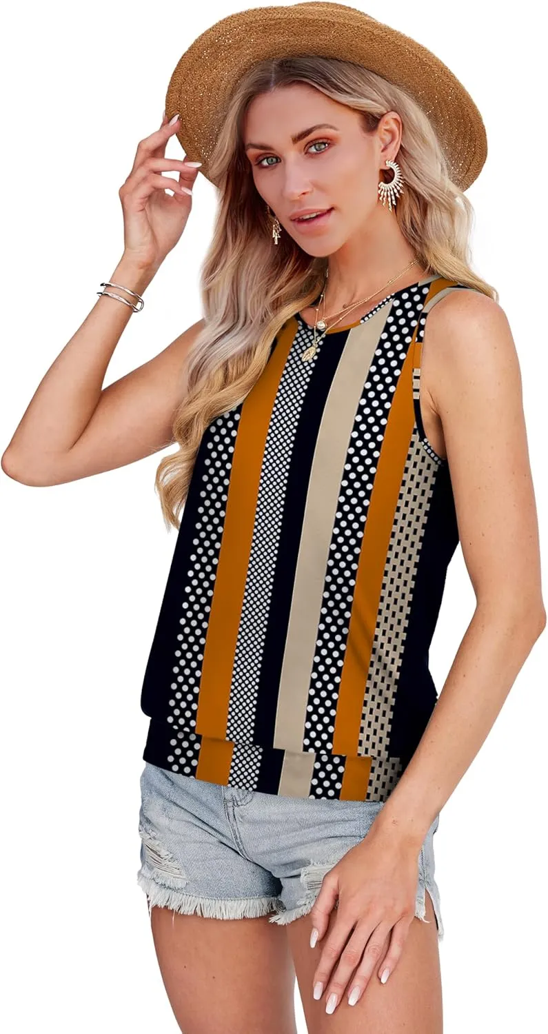 SAMPEEL Womens Tank Tops Loose Fit Casual Round Neck Sleeveless Summer Tops Trendy Vacation Clothes 2025