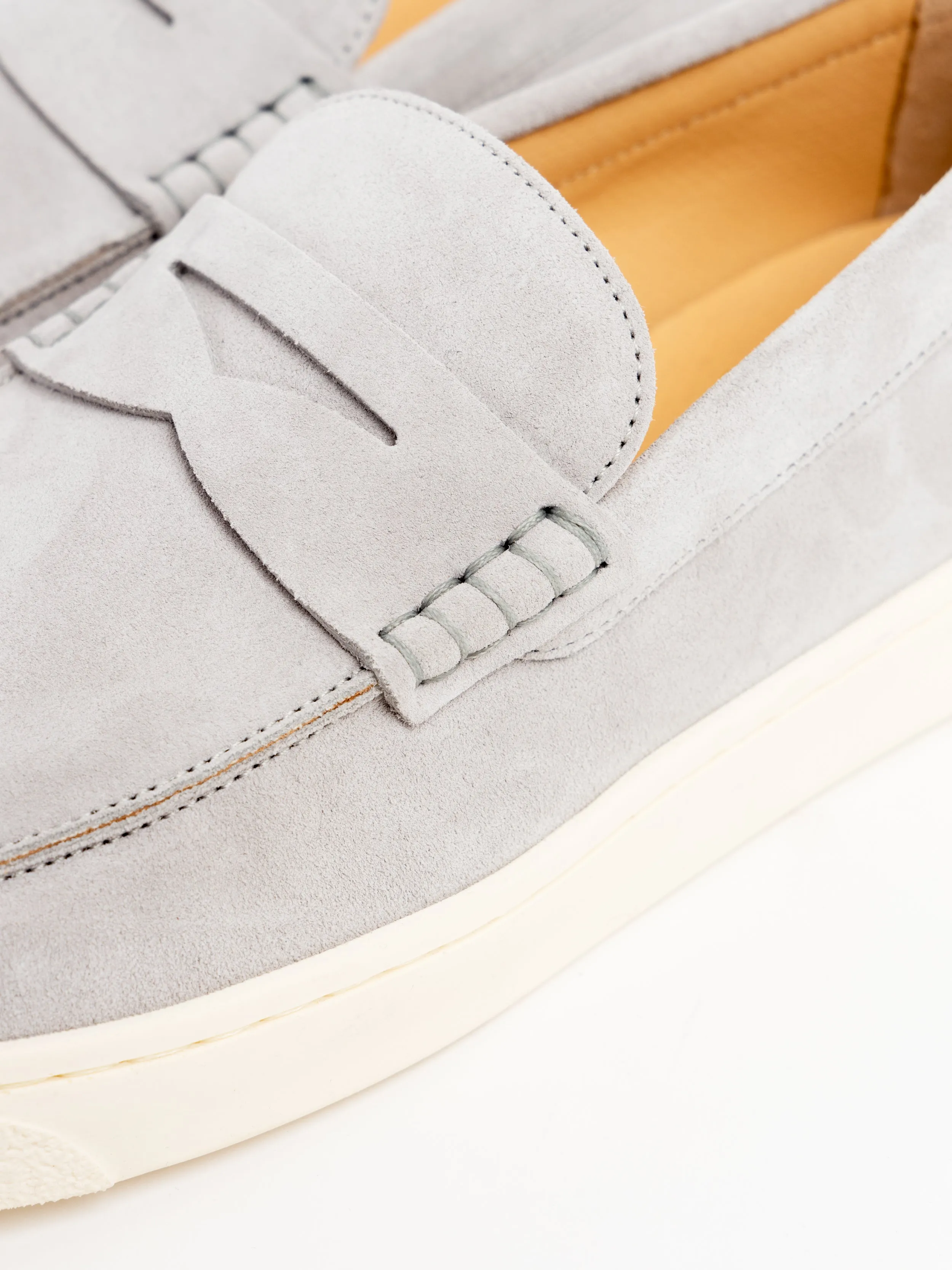 Sand Suede Loafer Sneakers With Natural Rubber Sole