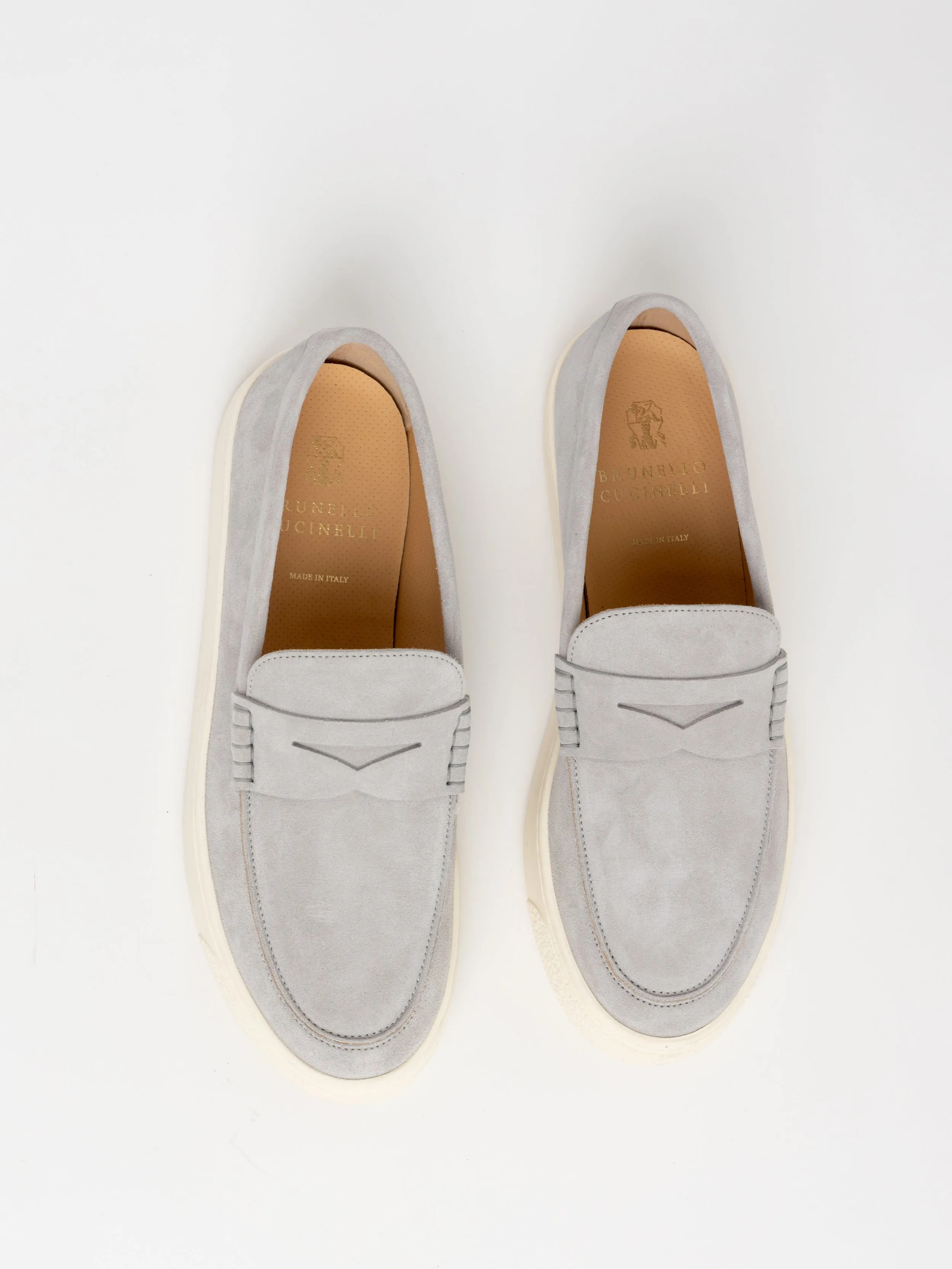 Sand Suede Loafer Sneakers With Natural Rubber Sole