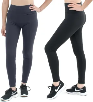 SATINA High Waisted Leggings for Women - Comfortable and Stretchy in Versatile Sizes and Colors (2 Pack)