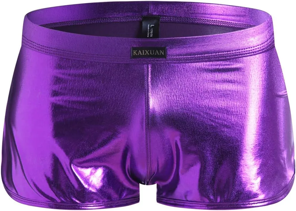 Sexy Underpants Men Fashion Imitation Leather Pants Solid Color Lacquer Leather Fitting Comfortable Boxer Brief