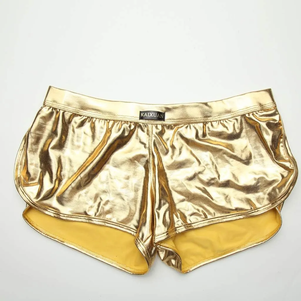 Sexy Underpants Men Fashion Imitation Leather Pants Solid Color Lacquer Leather Fitting Comfortable Boxer Brief