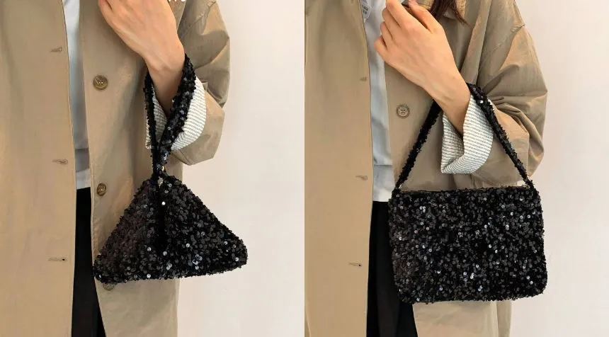 Shein Rhinestone Decor Bucket Bag Mini Drawstring Design /