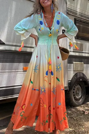 SIENNA™– SUNSET OMBRE FLORAL MAXI DRESS