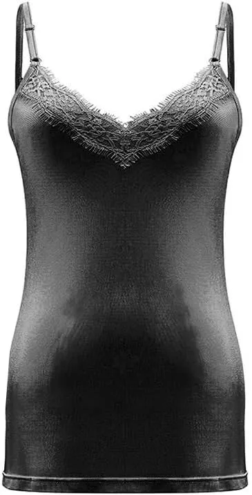 SilRiver Silk Women's Camisole Deep V-Neck Tank Tops Lace Cami Tops for Women Undershirts