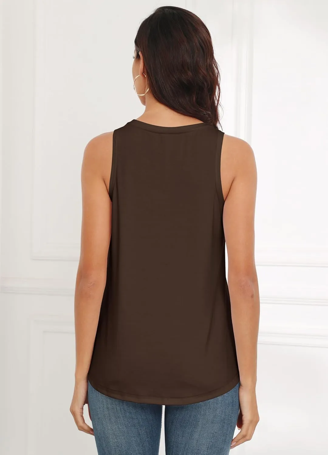 Smile Fish Women Crewneck Flowy Loose Fit Tank Top Sleeveless Summer Tops Shirts