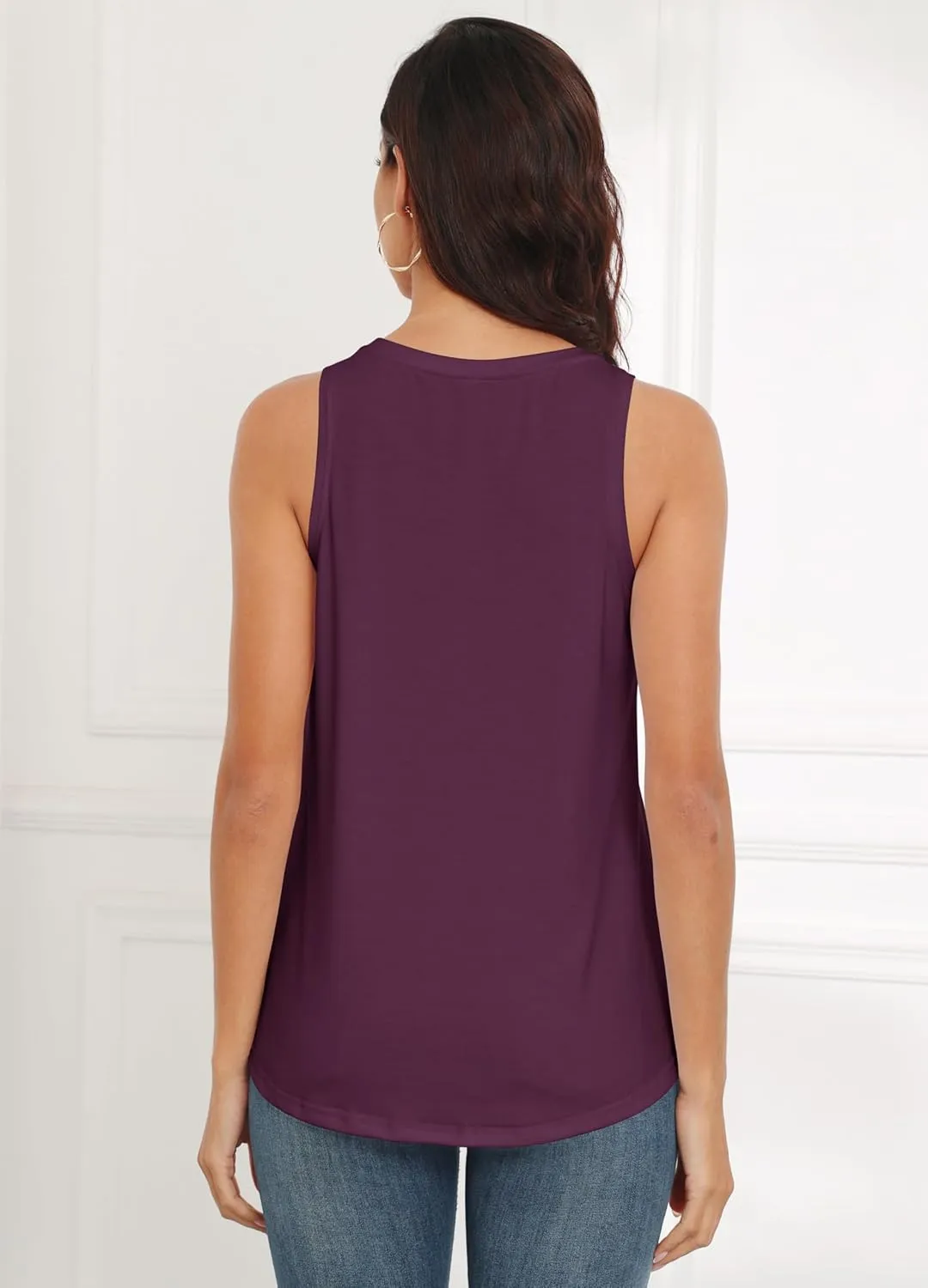 Smile Fish Women Crewneck Flowy Loose Fit Tank Top Sleeveless Summer Tops Shirts