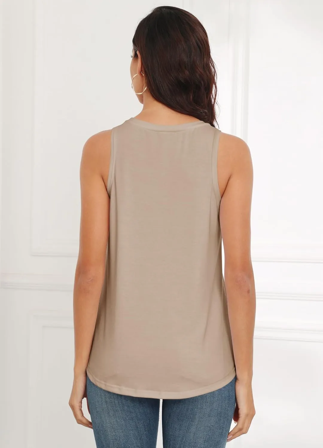 Smile Fish Women Crewneck Flowy Loose Fit Tank Top Sleeveless Summer Tops Shirts