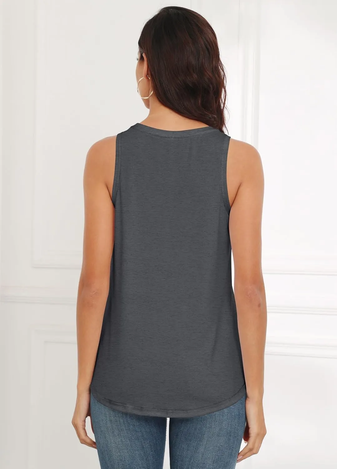 Smile Fish Women Crewneck Flowy Loose Fit Tank Top Sleeveless Summer Tops Shirts