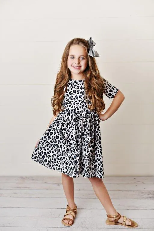 Snow Leopard Twirl Dress