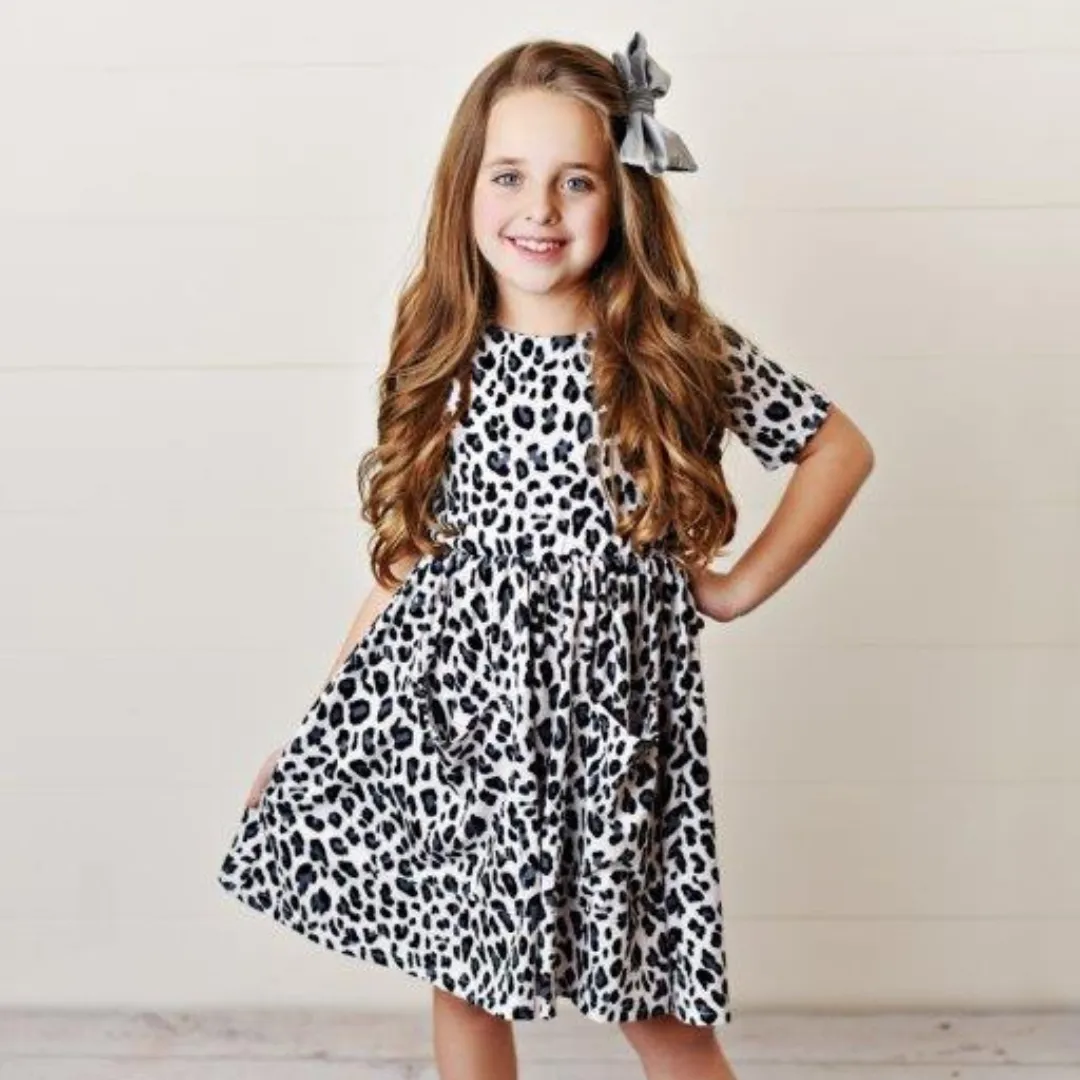 Snow Leopard Twirl Dress