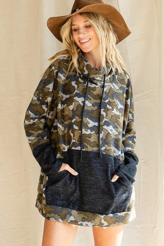 Soft Brushed Camo Mock Neck Sweatshirt - Clearance Final Sale
