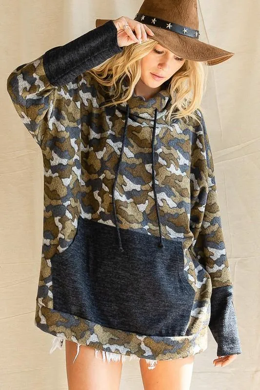 Soft Brushed Camo Mock Neck Sweatshirt - Clearance Final Sale