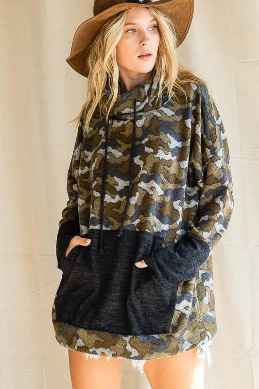Soft Brushed Camo Mock Neck Sweatshirt - Clearance Final Sale