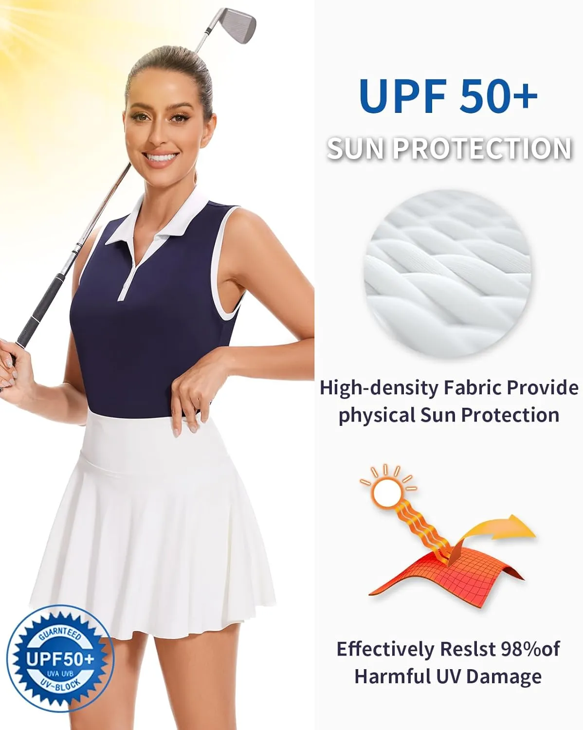 Soneven Women's Sleeveless Golf Shirt Tennis Tank Tops Moisture Wicking V Neck Button Polo Sports Athletic Wear Quick Dry