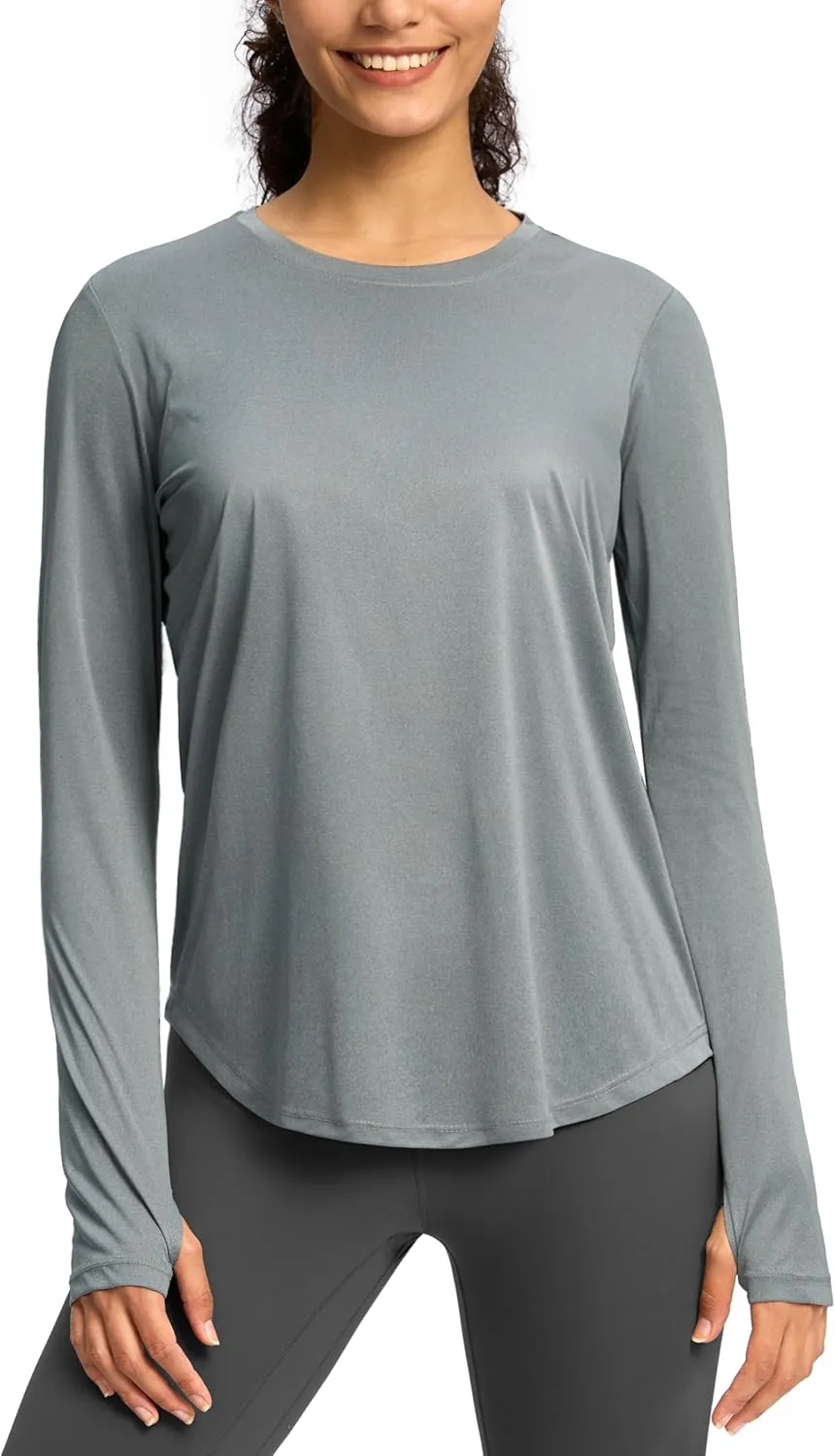 Soothfeel Lightweight Long Sleeve Workout Tops for Women Gym Running Athletic UPF 50  Sun Shirts Tees Moisture Wicking
