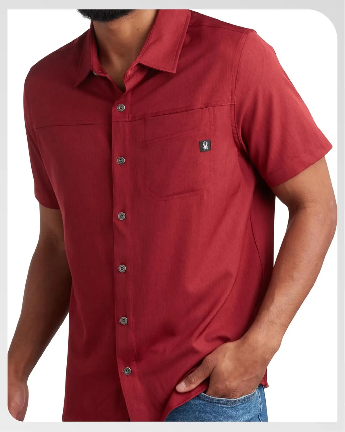 Spyder Mens Short Sleeve Button Down Shirts - Casual Collared Wrinkle Free Dress Shirts for Men - Travel, Office & Daily Wear