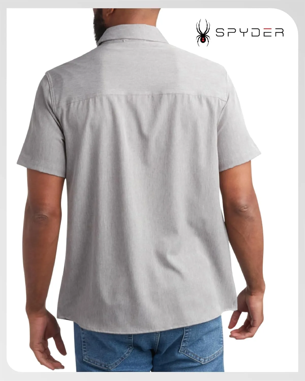 Spyder Mens Short Sleeve Button Down Shirts - Casual Collared Wrinkle Free Dress Shirts for Men - Travel, Office & Daily Wear